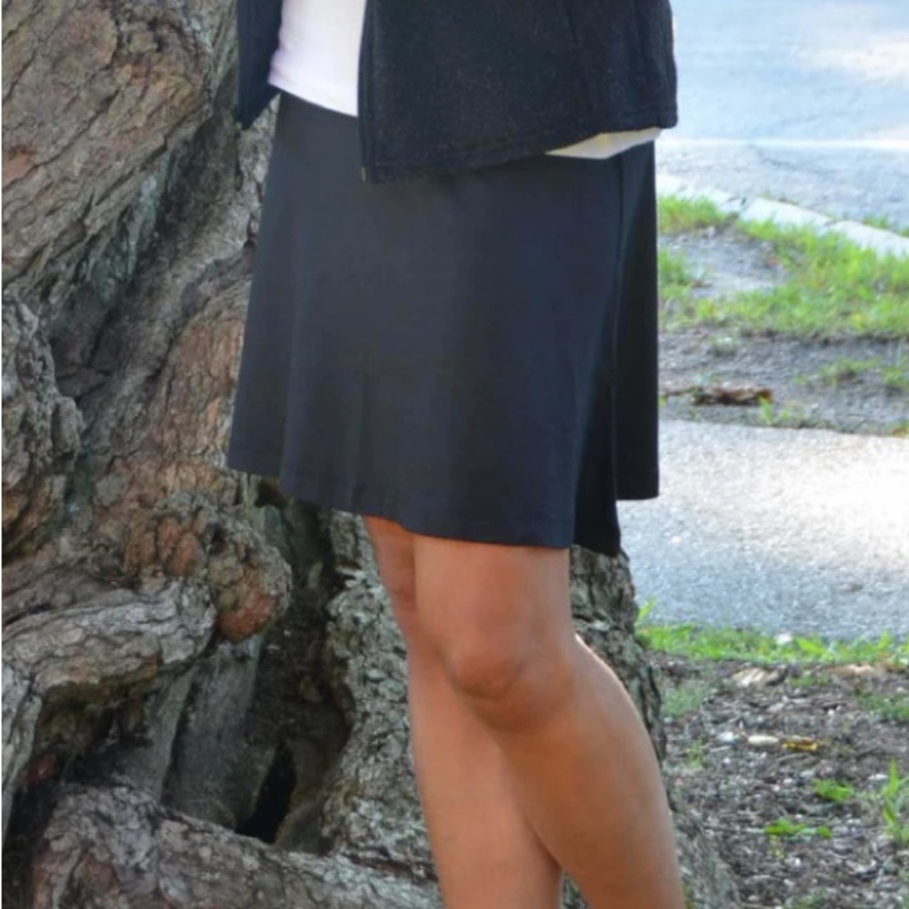 Dakini Stretch Tencel Modal Cotton A-Line Mini Activewear Skirt Black Travel-S